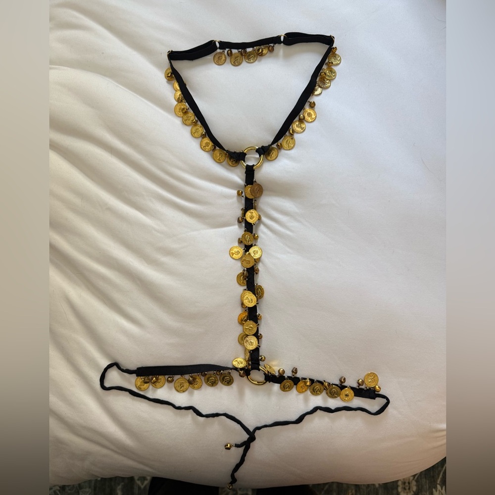 Black and Gold Coin Body Chain